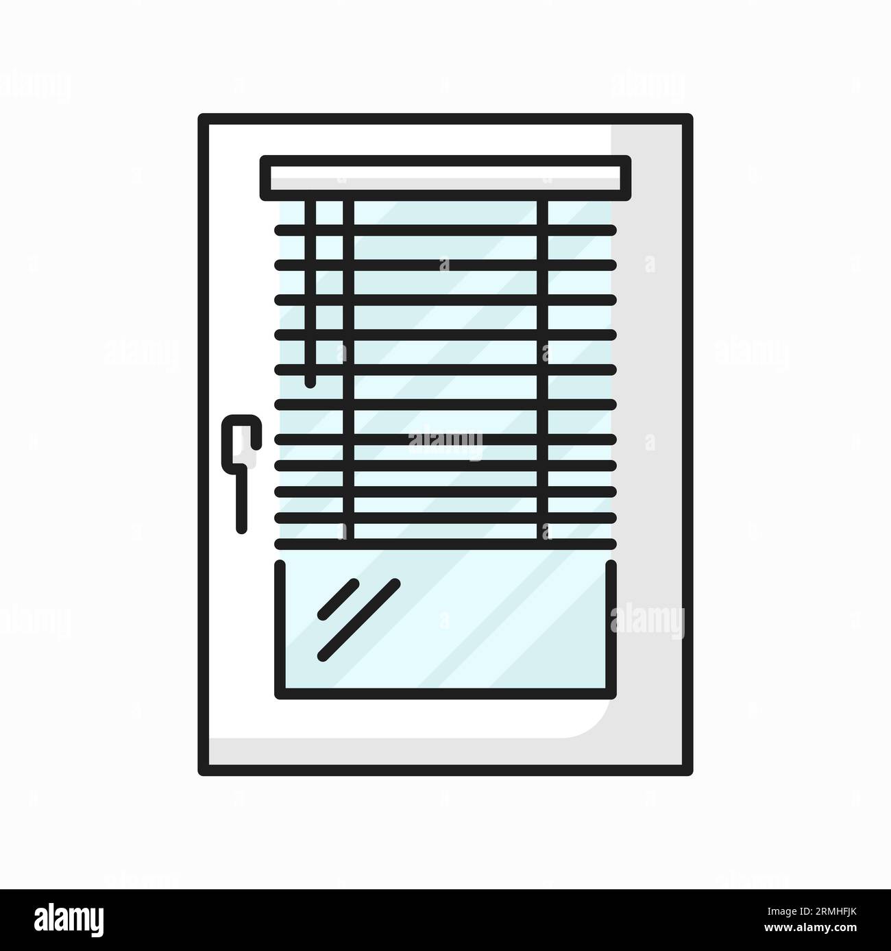 Icône de contour de jalousie moderne. Stores de bureau, jalousie ou gabarit de rideaux. Couverture de fenêtre de bureau Vector, rideau de protection solaire d'abat-jour Illustration de Vecteur