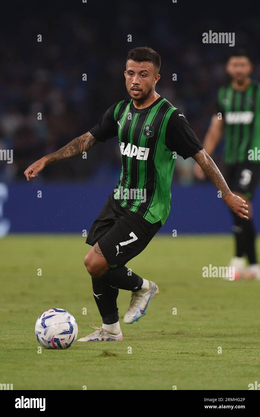 Naples, Italie. 27 août 2023. Matheus Henrique de l'US Sassuolo lors du match de Serie A entre le SSC Napoli et l'US Sassuolo Calcio au Stadio Diego Armand Banque D'Images