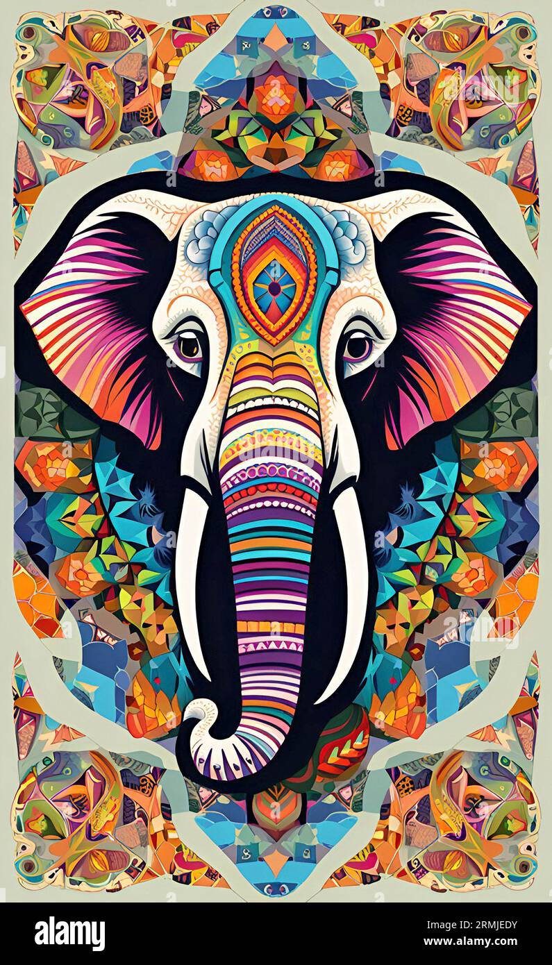 Illustration abstraite éléphant colorée Banque D'Images