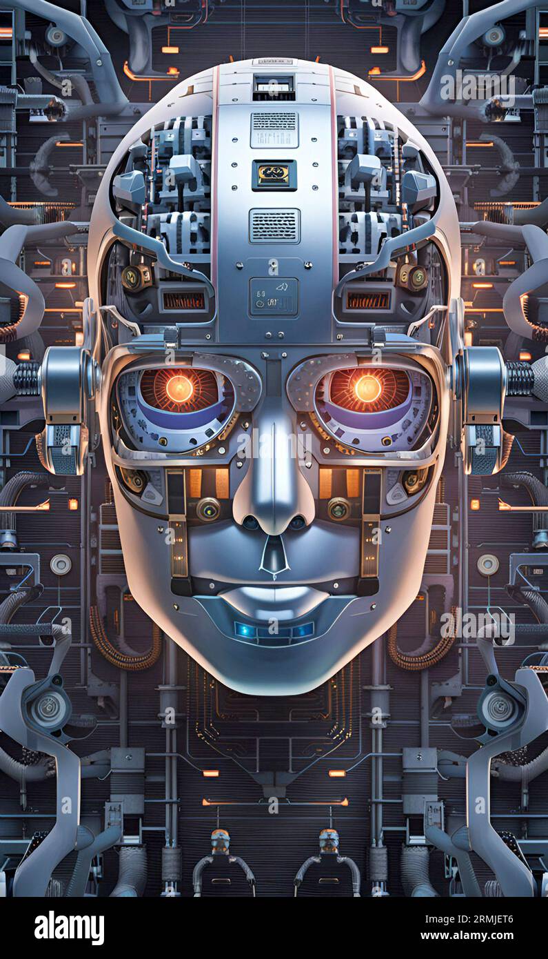 Face du robot ai Banque D'Images