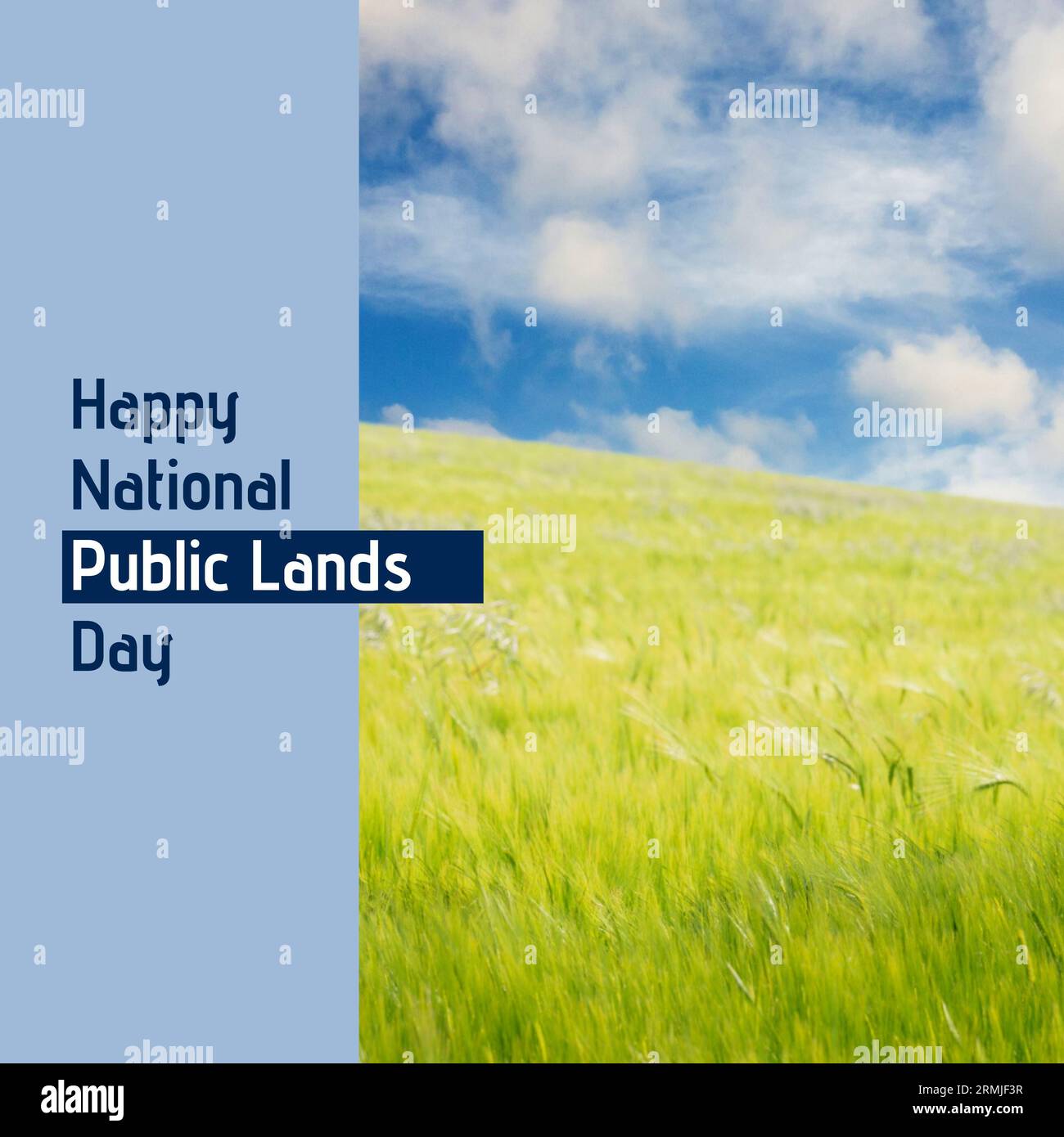 Composite de texte heureux de jour de terres publiques nationales sur le paysage Banque D'Images