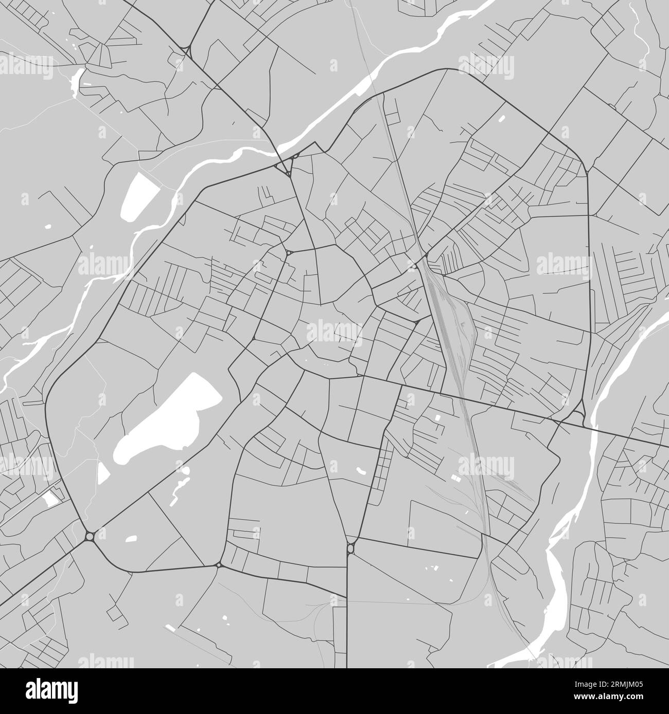 Carte de Ivano-Frankivsk ville, Ukraine. Affiche urbaine en noir et blanc. Image de la carte routière avec vue de la zone urbaine. Illustration de Vecteur