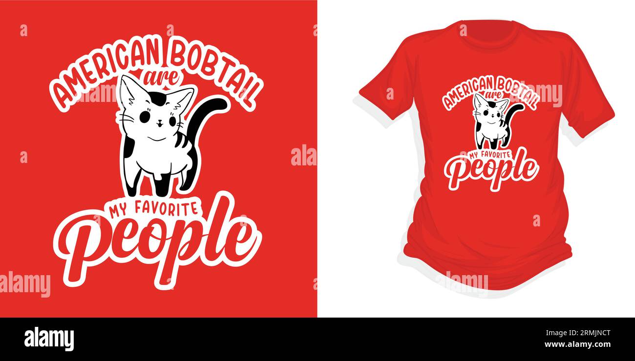 American Bobtail, vecteur de conception de T-shirt de chat Illustration de Vecteur