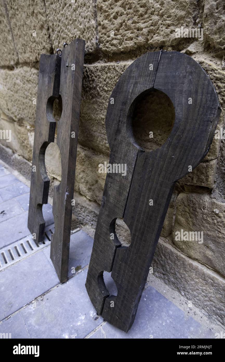Détail des instruments médiévaux de torture de l'inquisition, histoire Banque D'Images