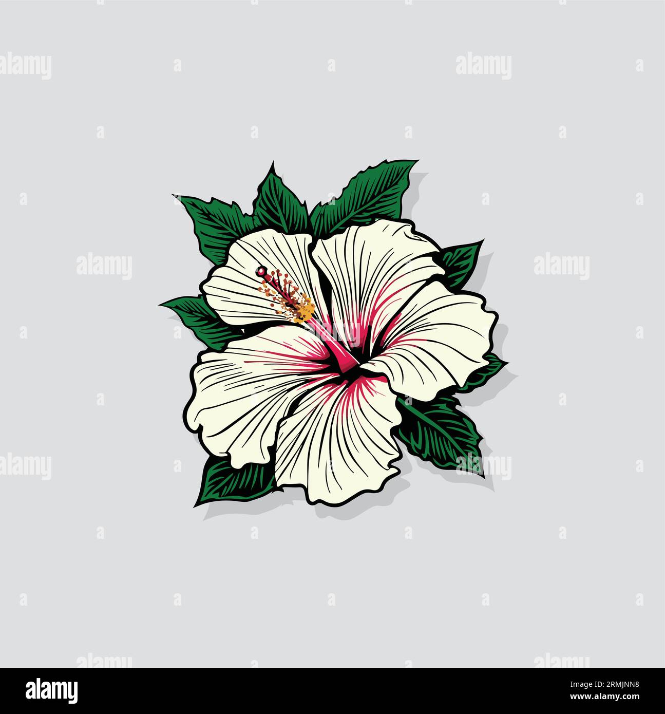 Contour vectoriel de fleur tropicale sur un fond blanc Illustration de Vecteur