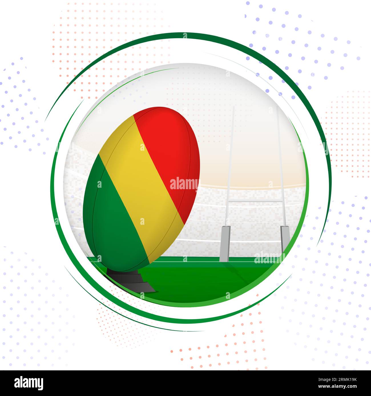 Drapeau du Congo sur ballon de rugby. Icône du rugby rond avec drapeau du Congo. Illustration vectorielle. Illustration de Vecteur