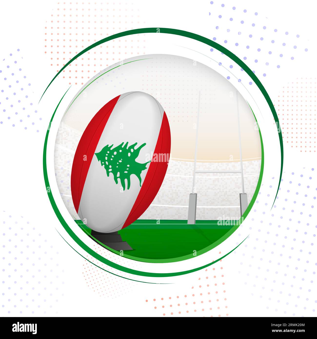 Drapeau du Liban sur ballon de rugby. Icône du rugby rond avec drapeau du Liban. Illustration vectorielle. Illustration de Vecteur
