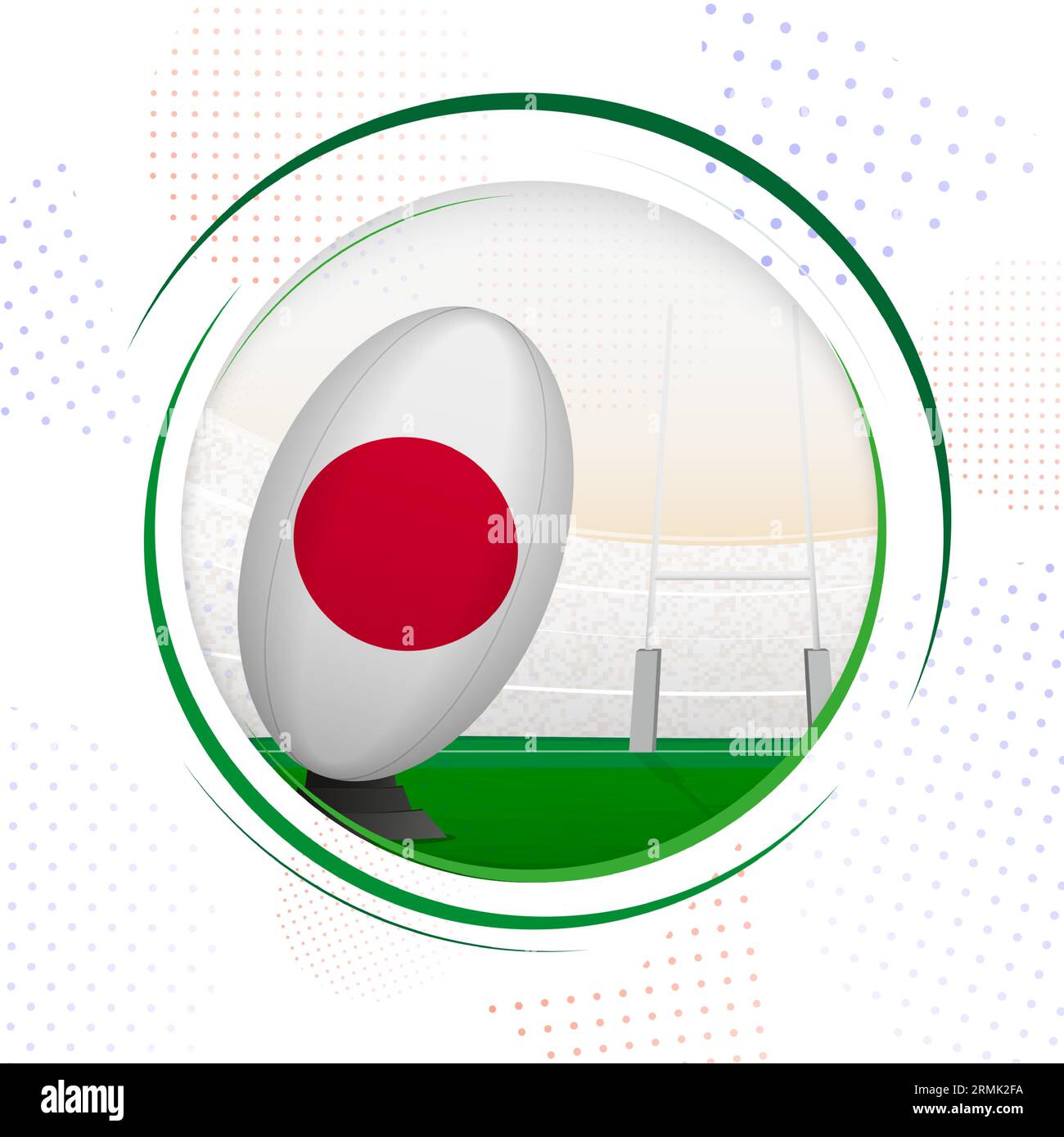 Drapeau du Japon sur ballon de rugby. Icône du rugby rond avec drapeau du Japon. Illustration vectorielle. Illustration de Vecteur