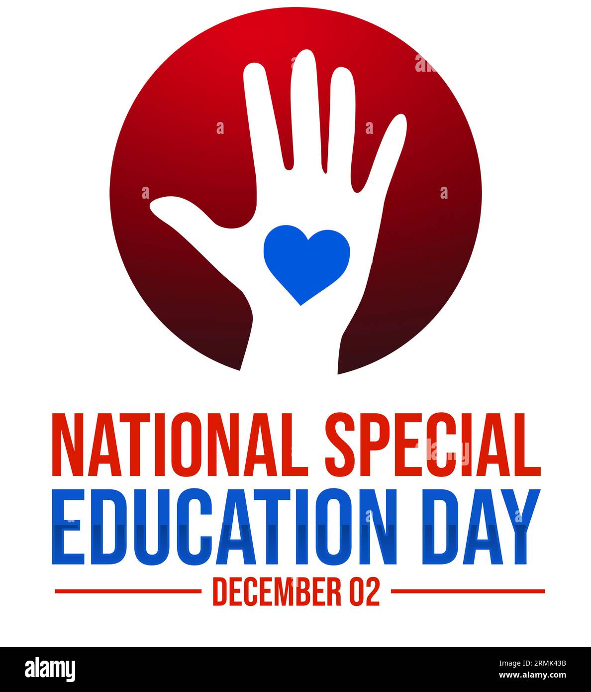 Le 2 décembre est observé comme journée nationale de l'éducation spéciale, conception de fond avec coeur et typographie. Banque D'Images