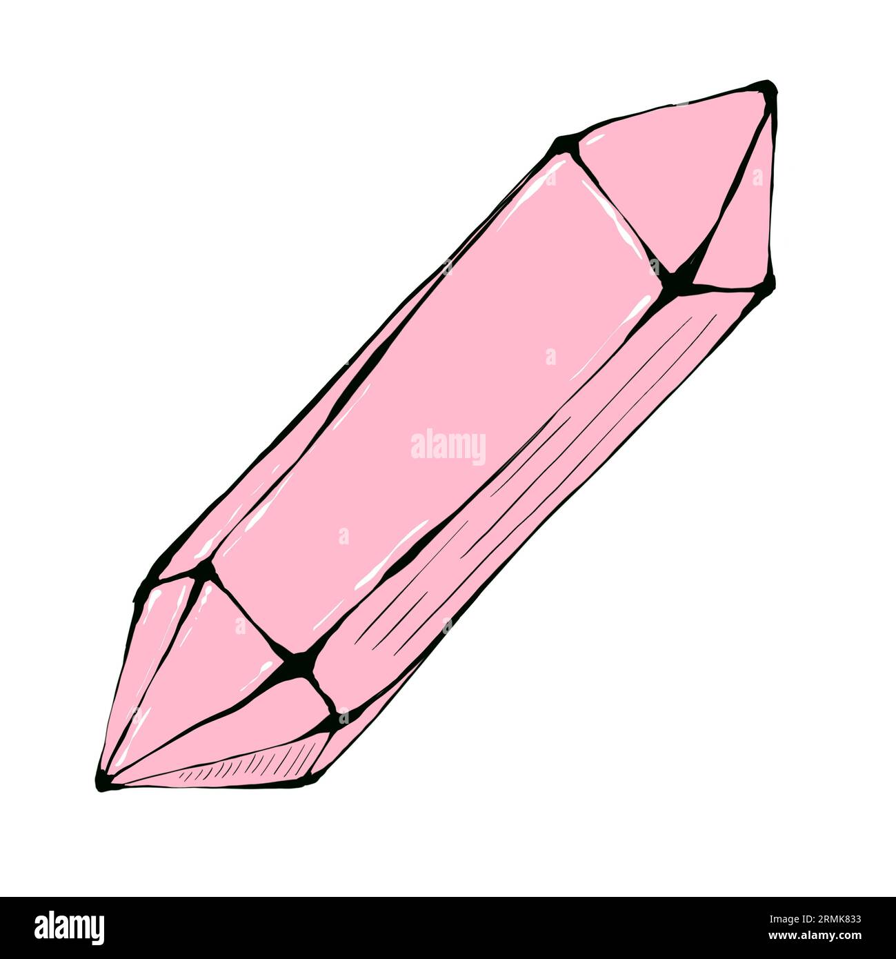 Cristaux magiques multicolores, isolés sur fond blanc. Illustration dessinée à la main. Banque D'Images