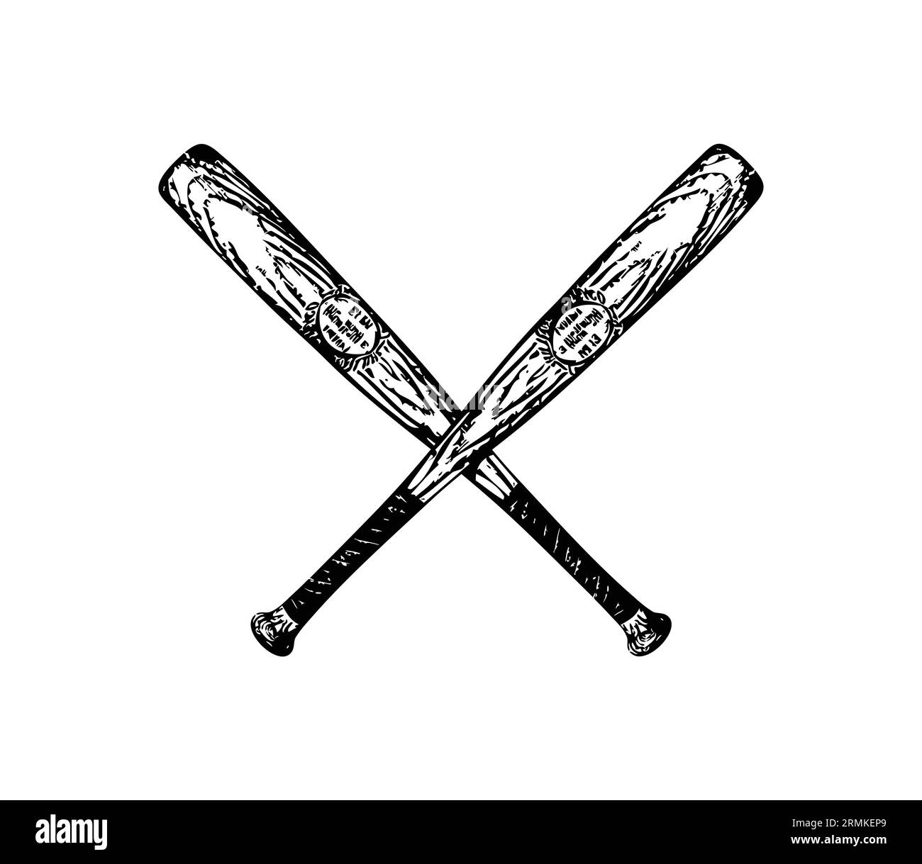 simple classique jumeau 2 battes de baseball en bois croisé vecteur de base de base vintage isolé sur fond blanc Illustration de Vecteur