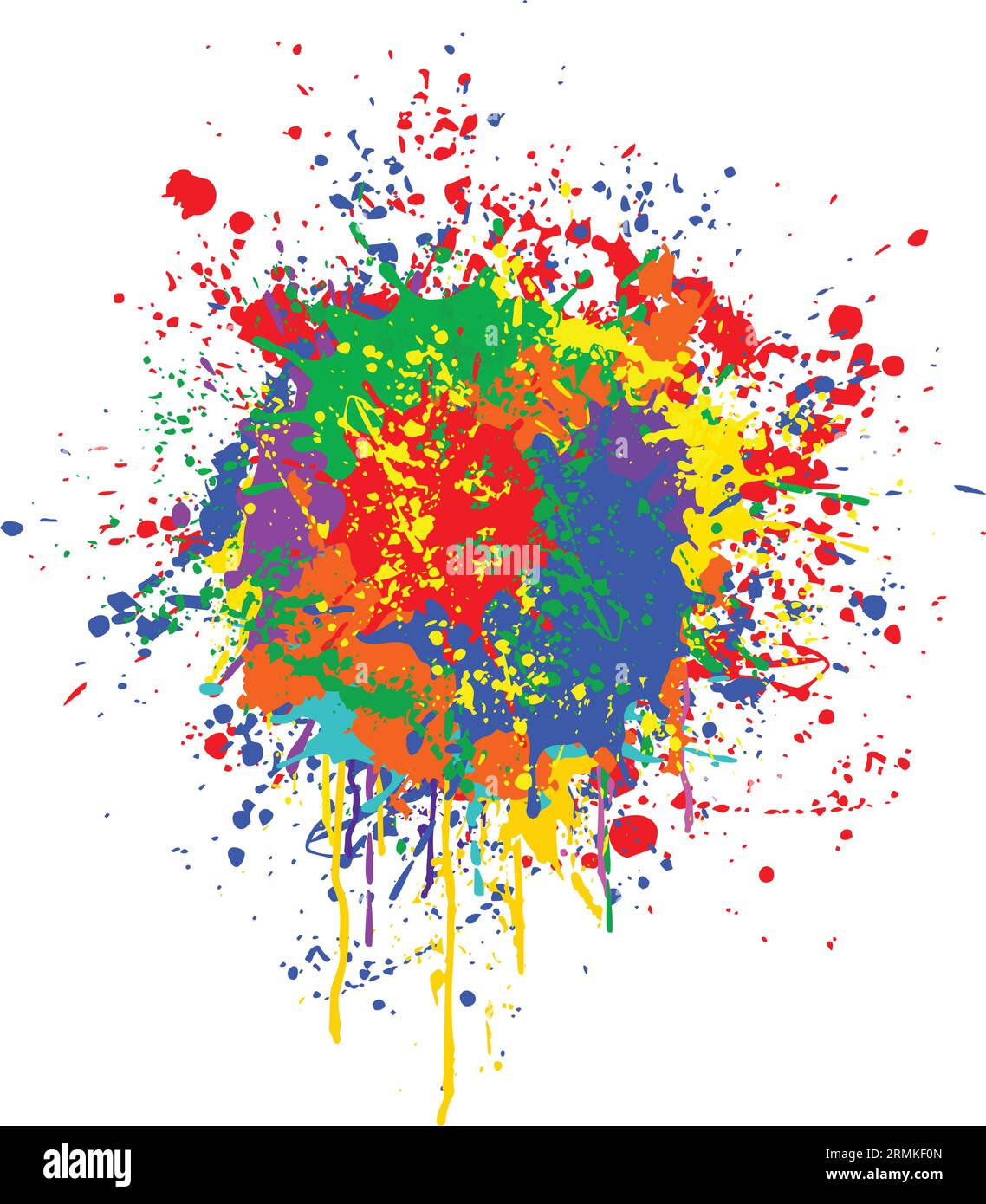 l'encre grungy détaillée ou l'élément d'éclaboussure de peinture mauultiple couleurs vecteur coloré isolé sur fond blanc Illustration de Vecteur