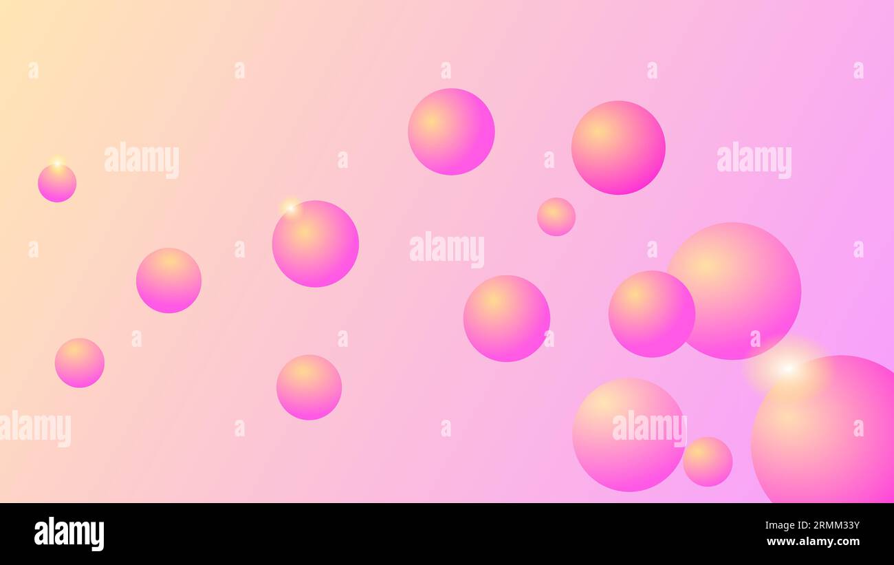 Flux de bulles fluides de sphères pastel mignonnes copient l'arrière-plan de l'espace Illustration de Vecteur