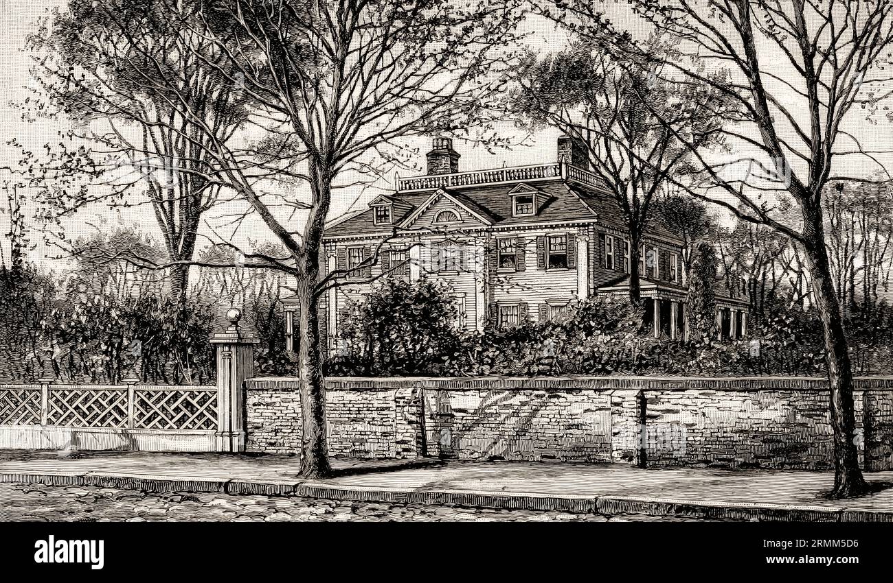 The Craigie House, West Cambridge, Massachusetts s, maison de Henry Wadsworth Longfellow, 1807 – 1882, poète américain Banque D'Images