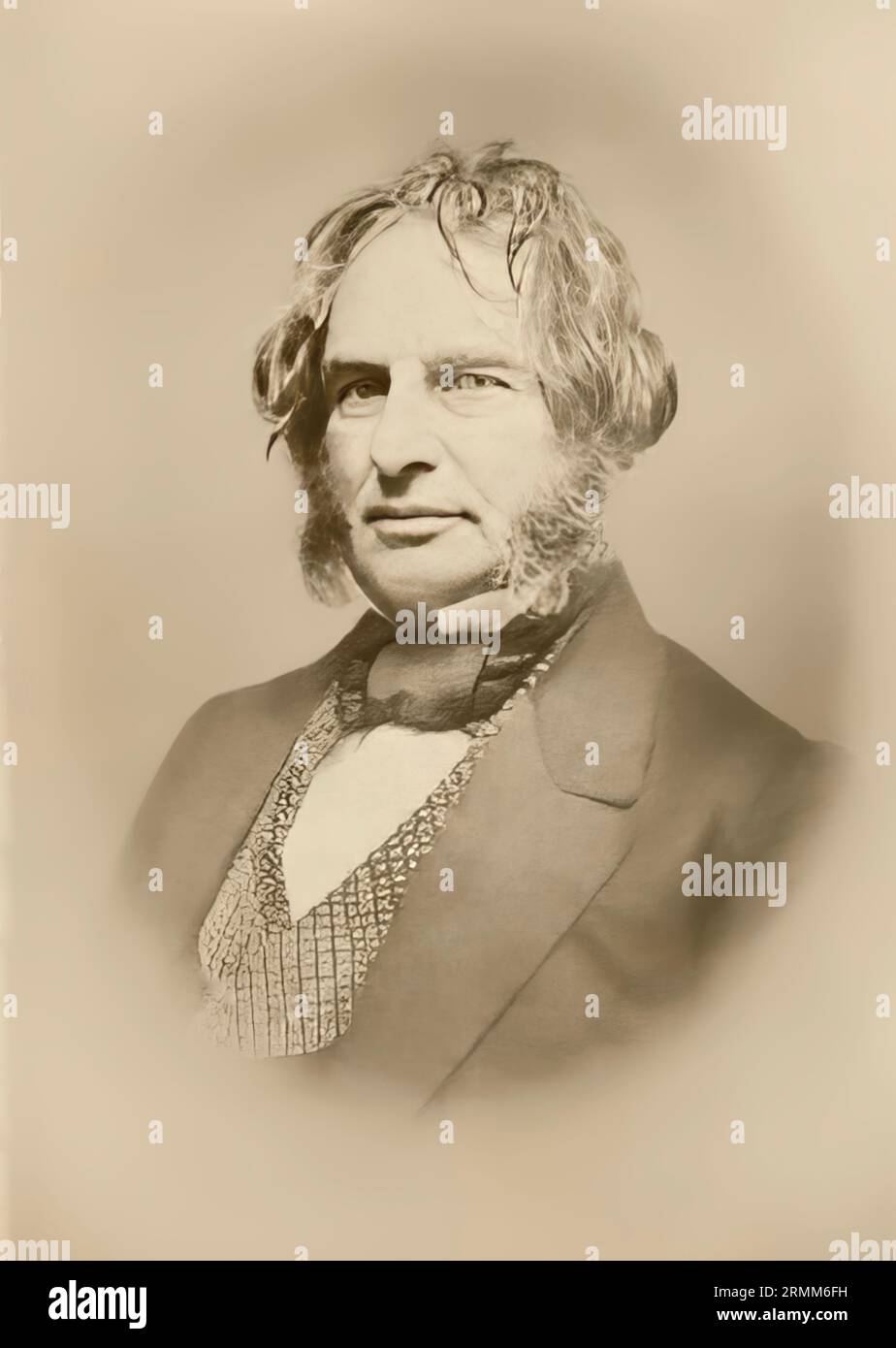Henry Wadsworth Longfellow, 1807 – 1882, poète américain, édité numériquement d'après une photographie Banque D'Images