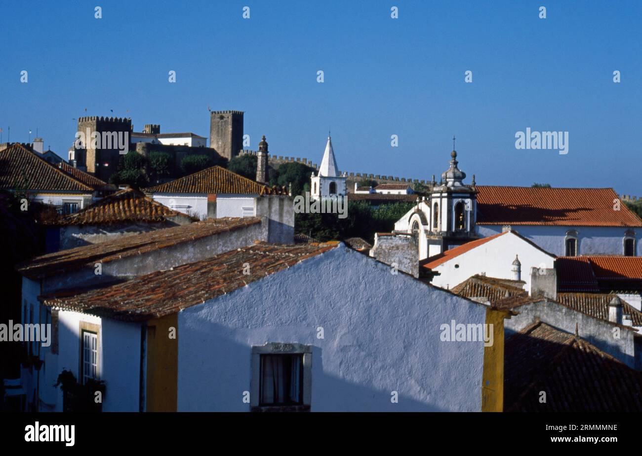 Rooftops Obidos Estremadura Portugal Banque D'Images