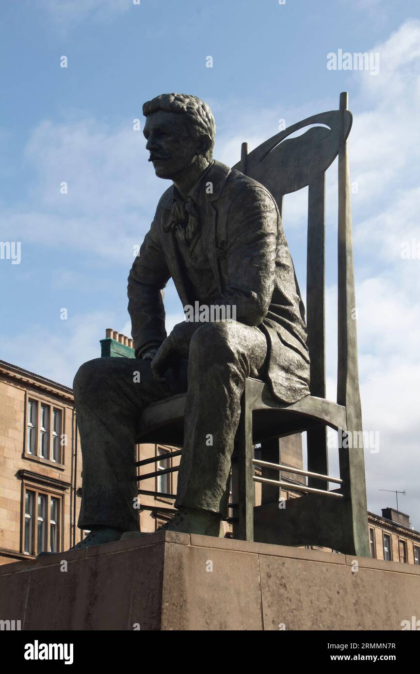 Statue de Charles Rennie Macintosh à l'angle d'Argyle et Elliot Street Finnieston, Glasgow Banque D'Images