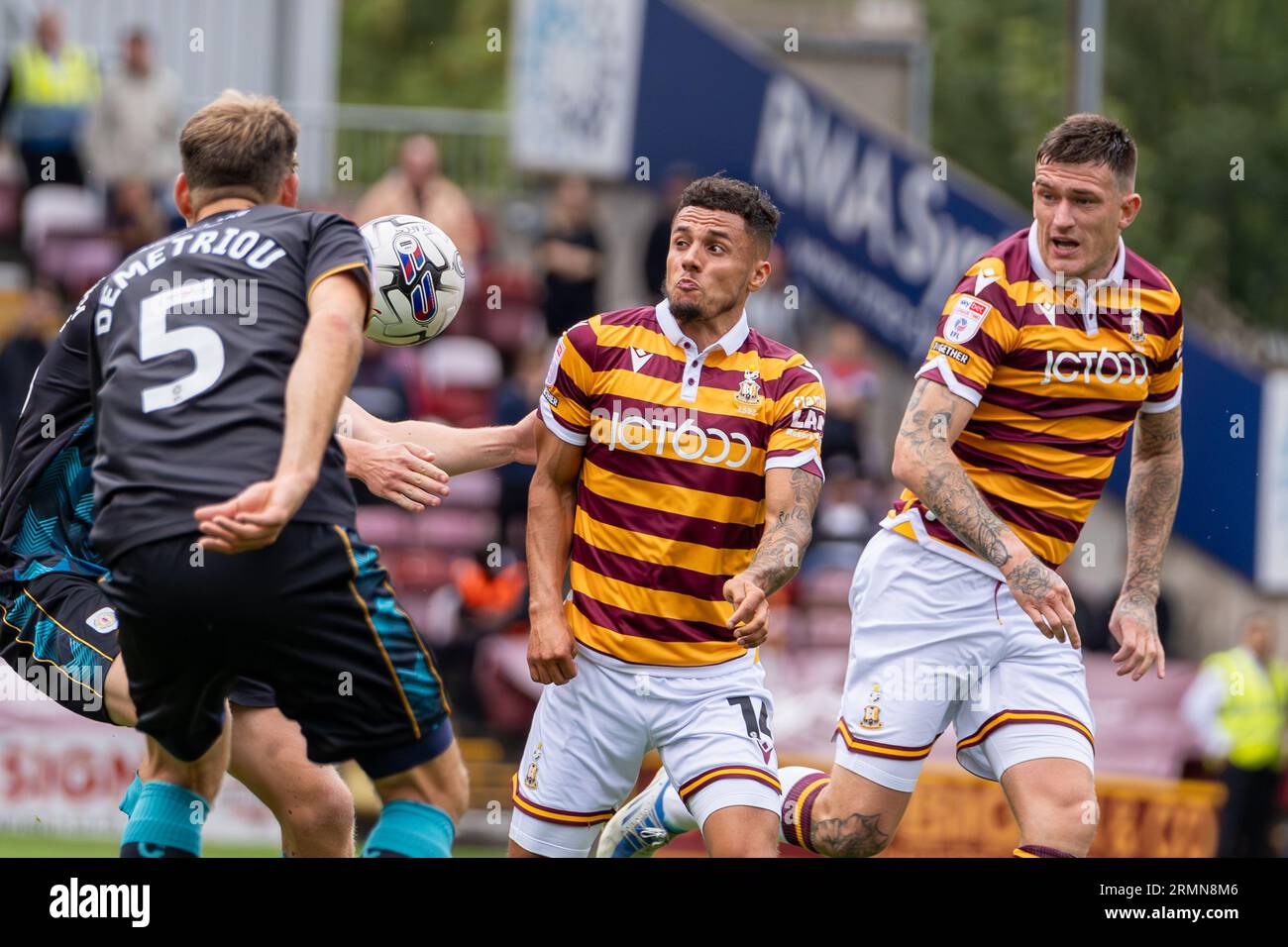 Bradford, Royaume-Uni. 26 août 2023. EFL Sky Bet League 1 : Bradford City AFC contre Crewe Alexandra FC. Tyler Smith de Bradford City. Crédit Paul B Whitehurst/Alamy Live News Banque D'Images