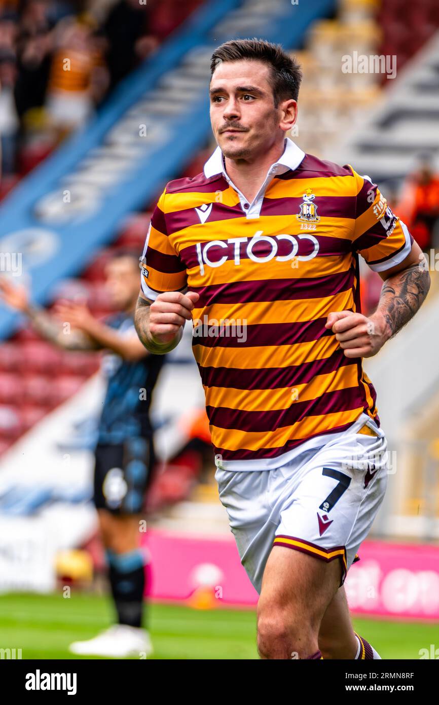 Bradford, Royaume-Uni. 26 août 2023. EFL Sky Bet League 1 : Bradford City AFC contre Crewe Alexandra FC. Jamie Walker de Bradford City Credit Paul B Whitehurst/Alamy Live News Banque D'Images