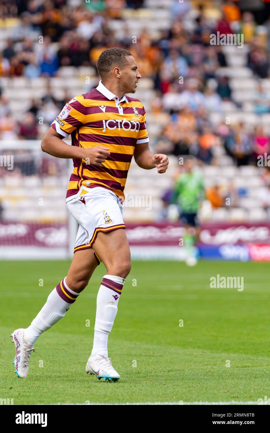 Bradford, Royaume-Uni. 26 août 2023. EFL Sky Bet League 1 : Bradford City AFC contre Crewe Alexandra FC. Lewis Richards de Bradford City. Crédit Paul B Whitehurst/Alamy Live News Banque D'Images