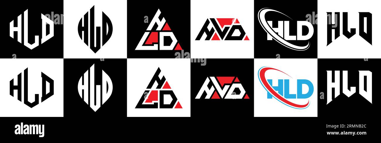Conception de logo de lettre HLD dans le style six. HLD polygone, cercle, triangle, hexagone, plat et style simple avec le logo de la lettre de variation de couleur noir et blanc se Illustration de Vecteur Conception de logo de lettre HLD dans le style six. HLD polygone, cercle, triangle, hexagone, plat et style simple avec le logo de la lettre de variation de couleur noir et blanc se Illustration de Vecteur