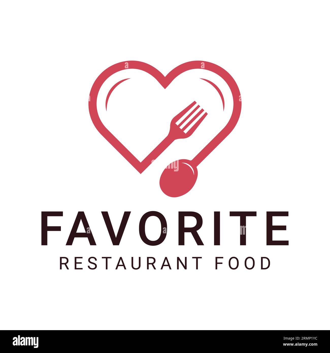 Restaurant favori logo Design coeur avec fourchette et logo cuillère Illustration de Vecteur