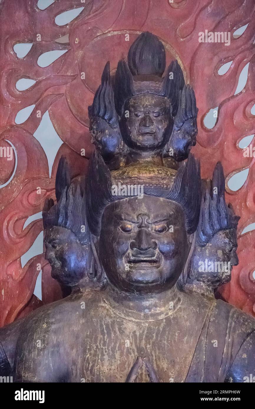 Japon, Kyushu. Temple Makiodo, Daiitoku-Myo-O. Banque D'Images