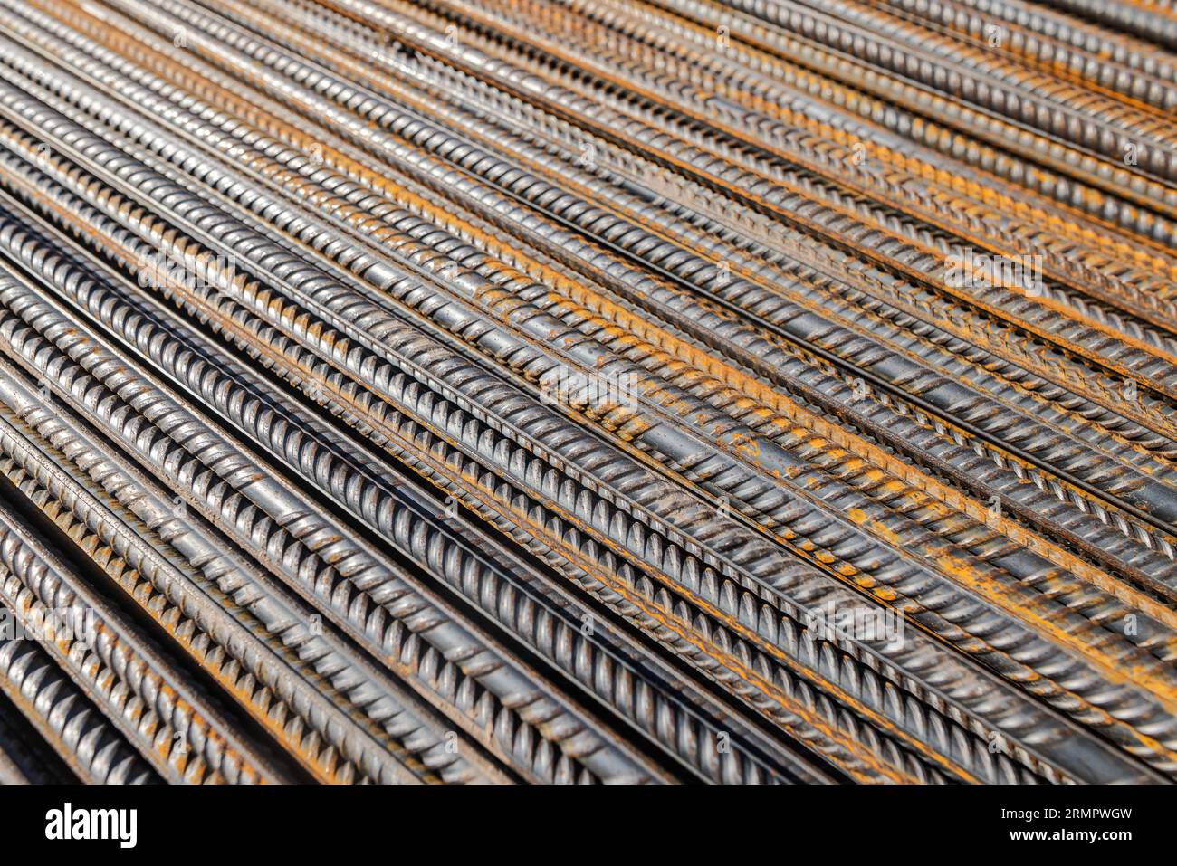 barre d'armature métallique rapprochée pour la construction Banque D'Images