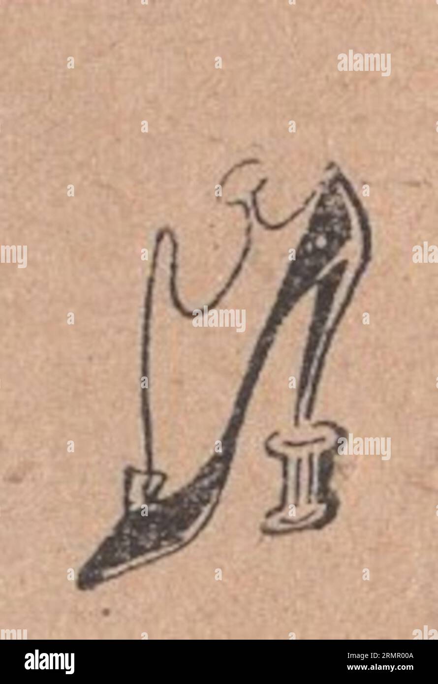 Illustrations Art déco originales des années 1920 sur les activités de la vie : dessins de chaussures vintage à talons hauts / illustration de mode art déco Banque D'Images