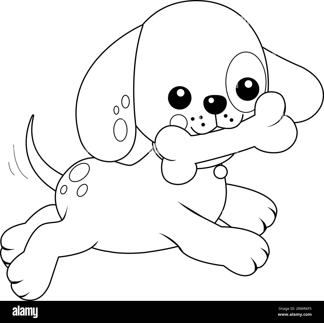 Chien courant avec un os. Page de coloriage en noir et blanc vectoriel. Illustration de Vecteur Chien courant avec un os. Page de coloriage en noir et blanc vectoriel. Illustration de Vecteur