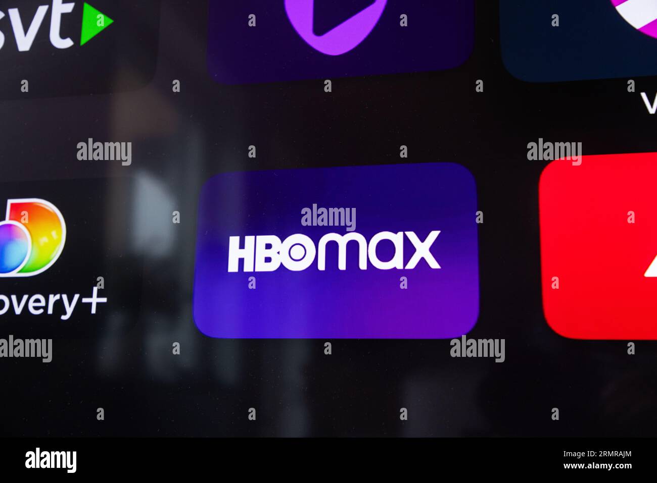 Un écran de télévision, une Smart tv, le logo HBO Max. Banque D'Images