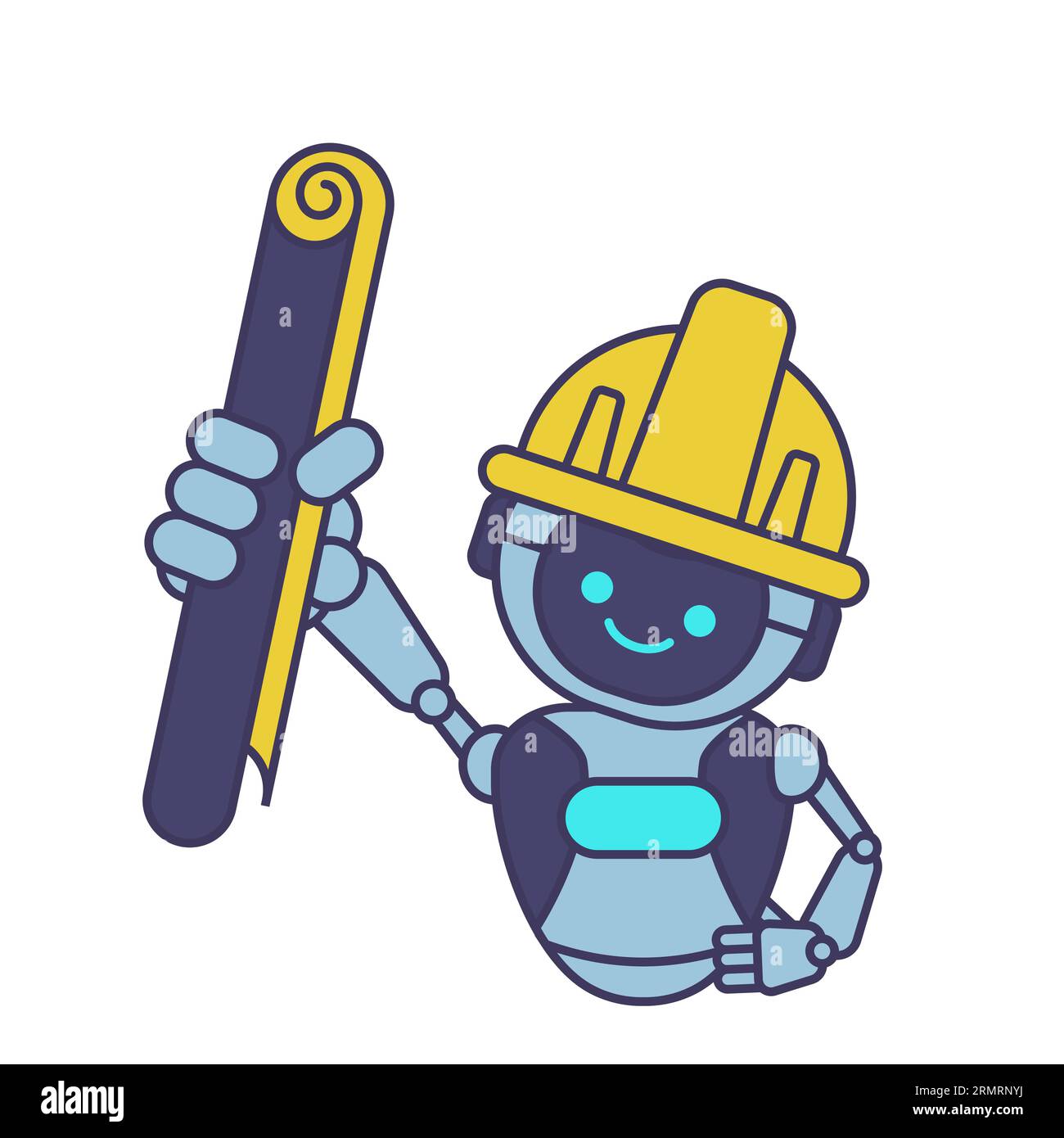 robot tenant du papier de plan. Illustration vectorielle de personnage de mascotte de robot Illustration de Vecteur