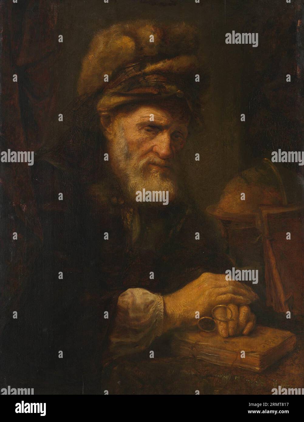 Un vieil homme dans un chapeau de fourrure entre 1601 et 1700 par Karel van der Pluym Banque D'Images