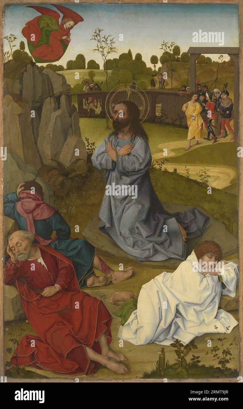 Hofer Altar : Christus am Ölberg (Rückseite : Erzengel Michael mit dem Drachen?) 1465 de Hans Pleydenwurff Banque D'Images