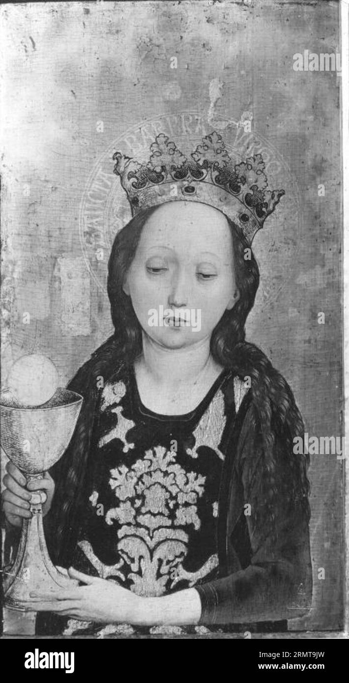 HL. Barbara Außenseite : Martyrium der hl. Ursula und der elftausend Jungfrauen (Werkstatt, Hans Siebenbürger) vers 1463 par Hans Pleydenwurff Banque D'Images
