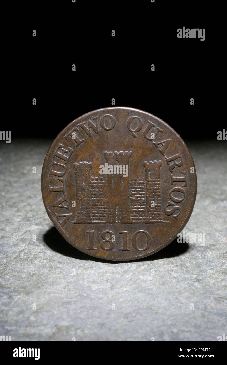 1810 jeton émis par Robert Keeling, Gibraltar Banque D'Images
