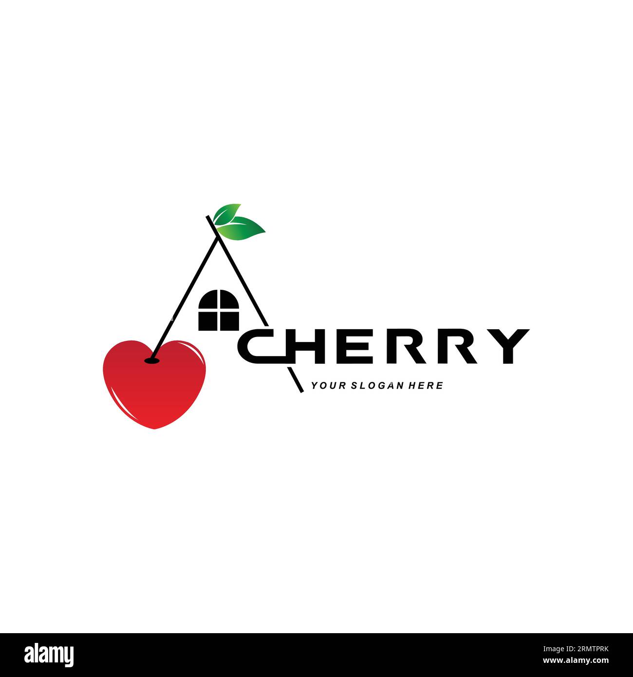 Logo de fruit de cerise, illustration vectorielle de plante de couleur rouge, conception de magasin de fruits, entreprise, autocollant, marque de produit Illustration de Vecteur