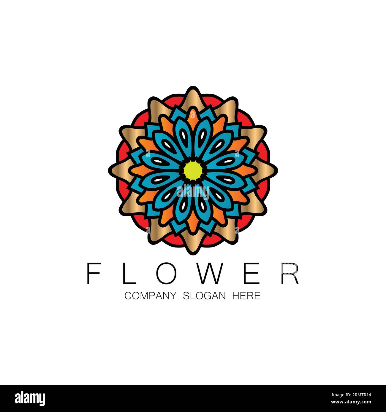 Conception de logo floral, vecteur d'art Mandala, pour marque d'entreprise, autocollant de bannière, ou produit Illustration de Vecteur