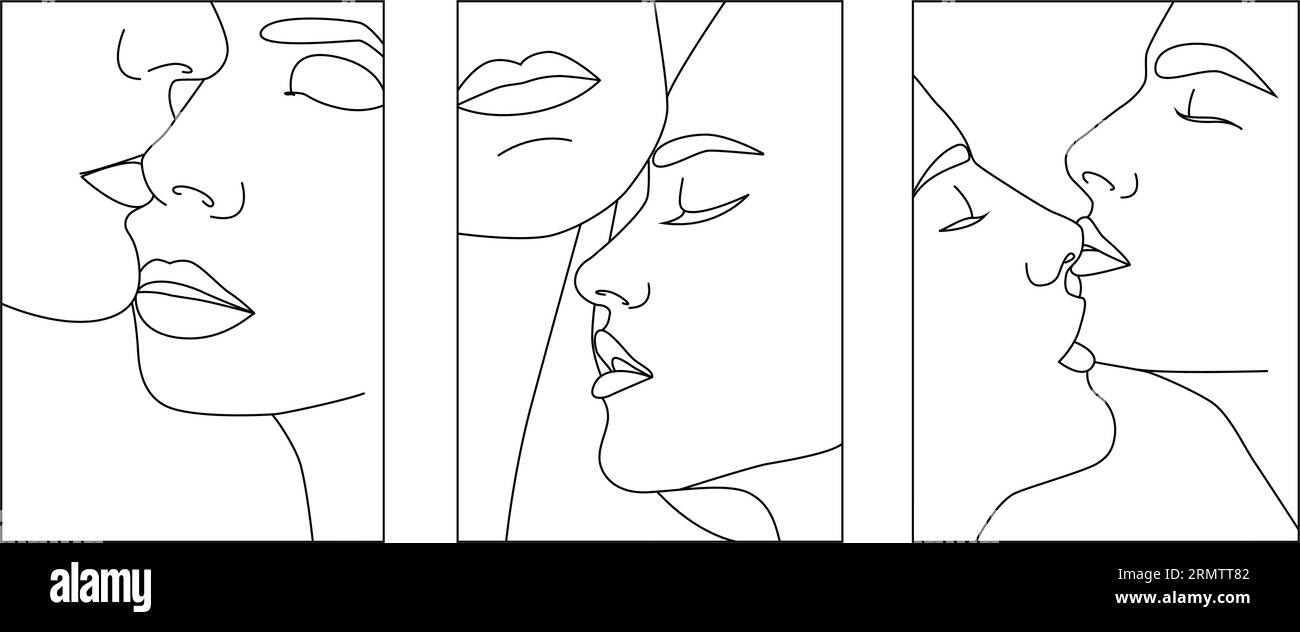 Un ensemble de visages dans une ligne, une paire d'hommes et de femmes. Illustration de Vecteur