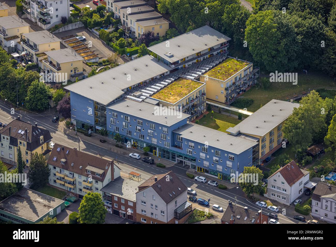 Vue aérienne, Rigeikenhof Assisted Living, Bommern, Witten, région de la Ruhr, Rhénanie du Nord-Westphalie, Allemagne, Maison pour personnes âgées, Maison de retraite, soins et Banque D'Images