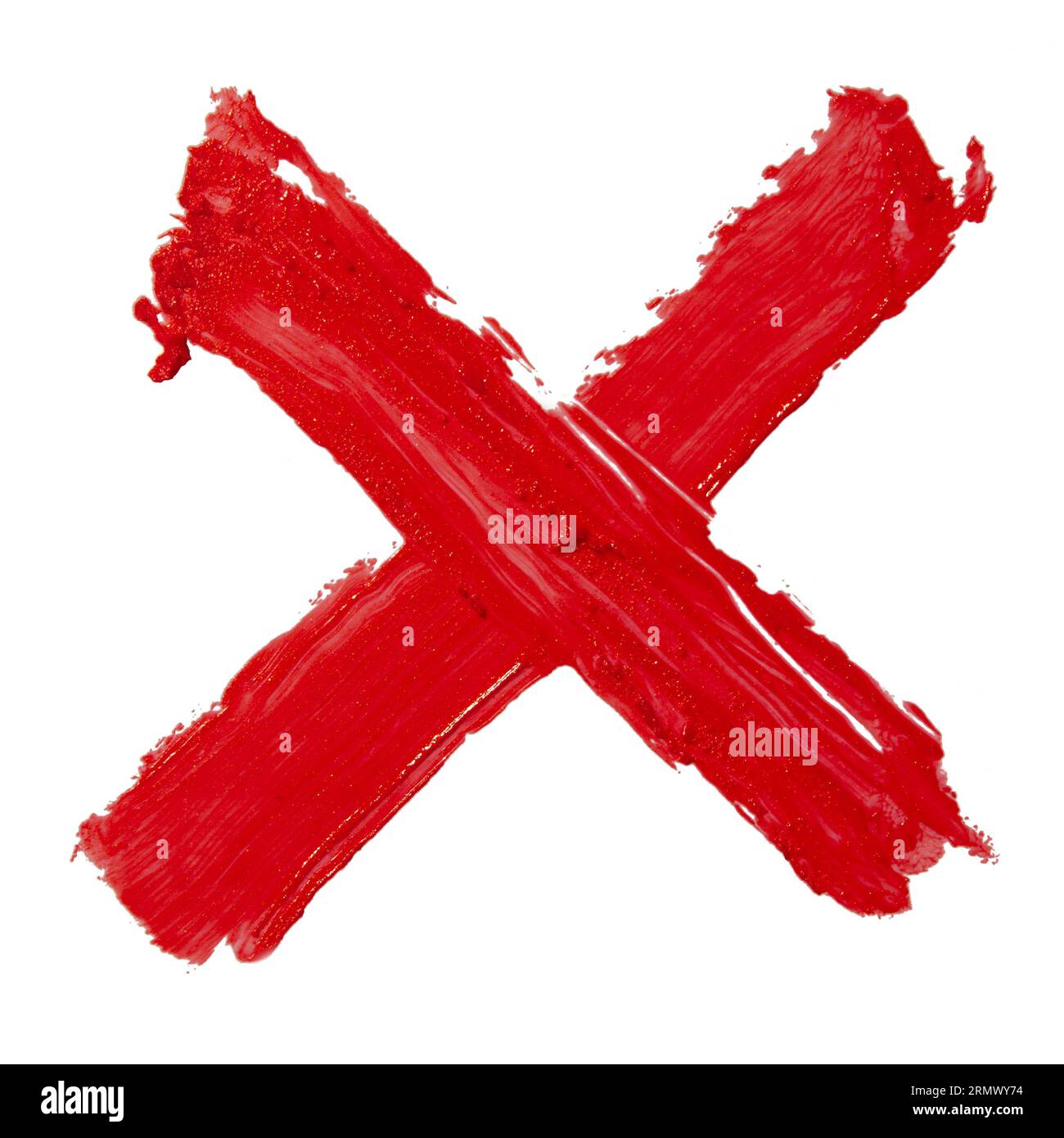Marque X peinte à partir de rouge à lèvres rouge Banque D'Images