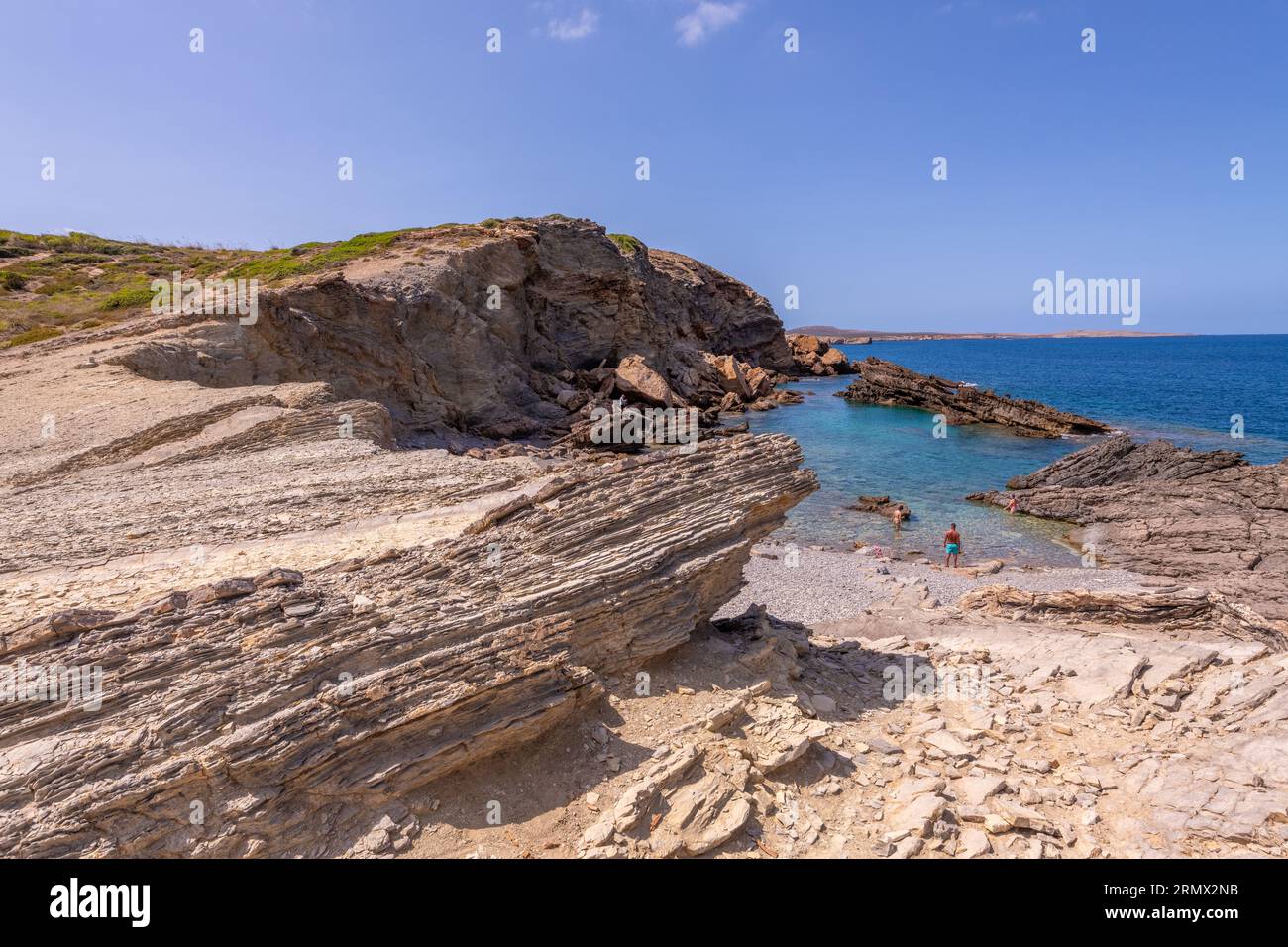 Une plage isolée à Arenal d'en Castell Menorca Espagne Banque D'Images