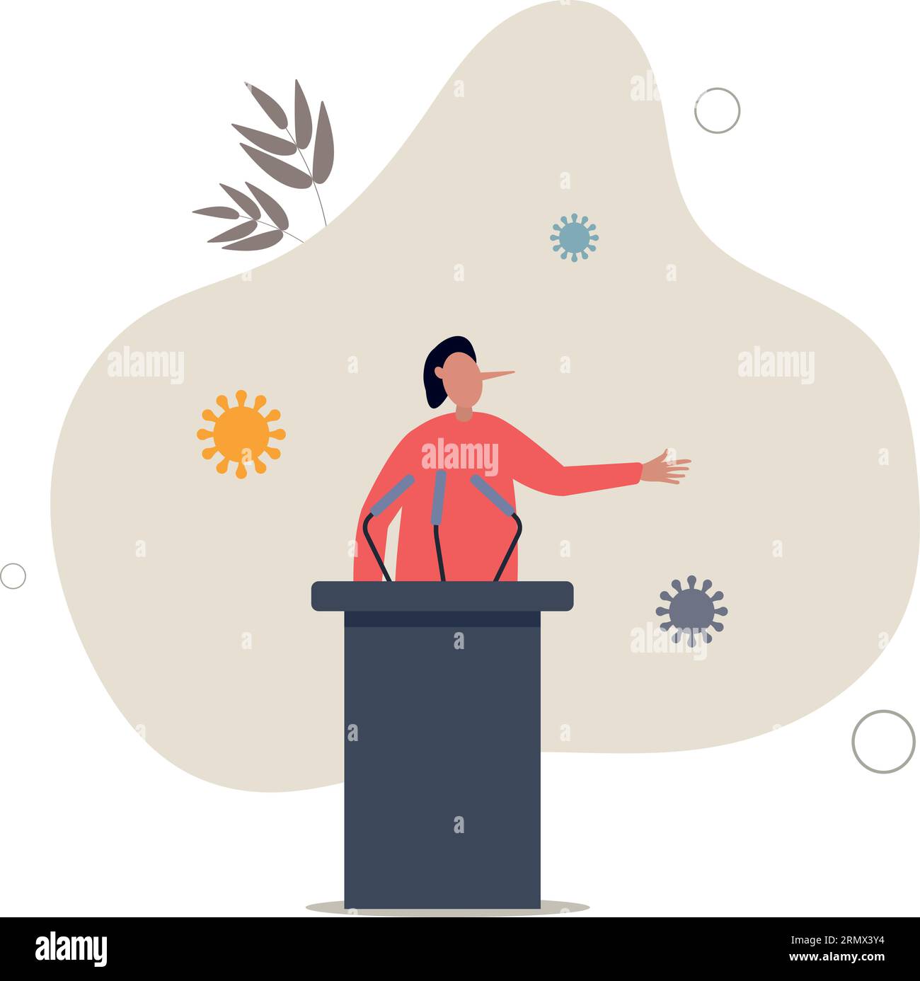 Une élection au milieu d'une pandémie de coronavirus ou un politicien ment sur la vérité du COVID-19 pour gagner le concept électoral.illustration vectorielle plate. Illustration de Vecteur