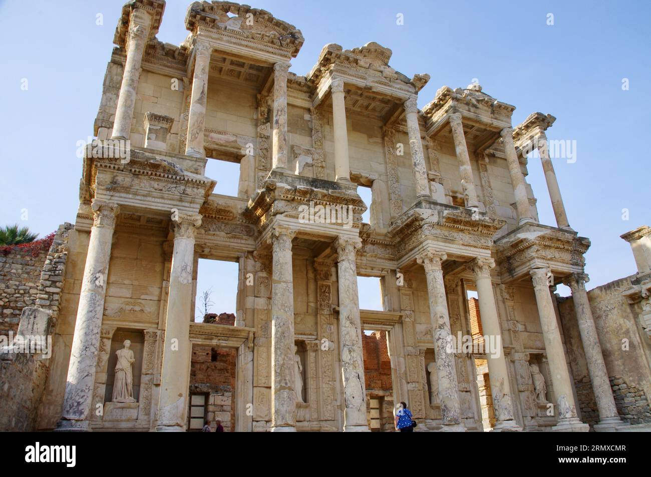 Éphèse, Turquie, la Bibliothèque de Celsus, un ancien bâtiment Roamn de 110 EC. Banque D'Images
