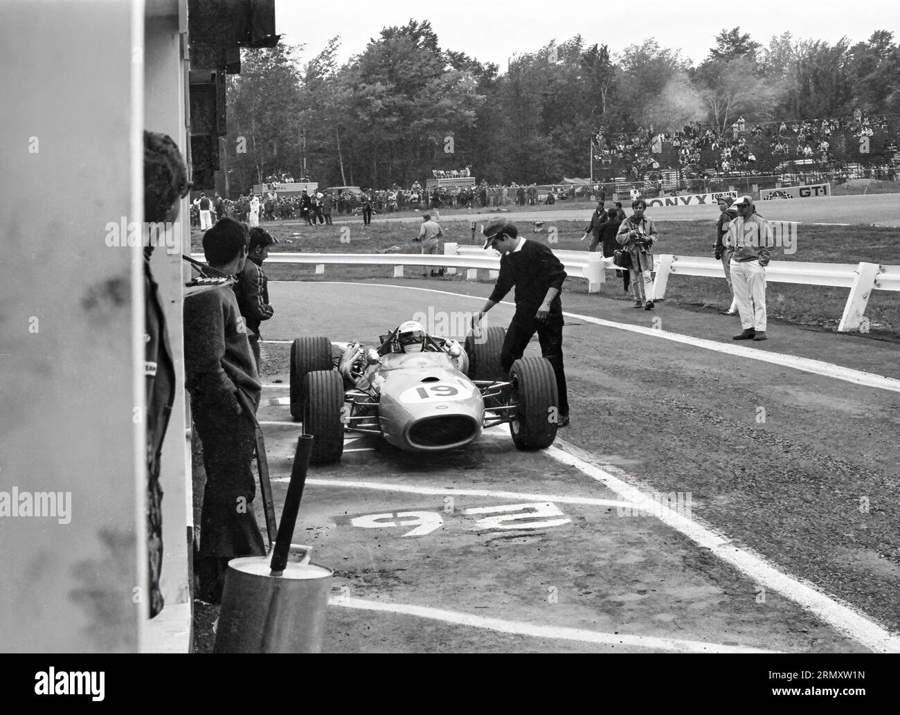 Guy Ligier dans un Brabham-Repco au Grand Prix de F1 Watkins Glen 1967. Statred 17th, DNF Banque D'Images