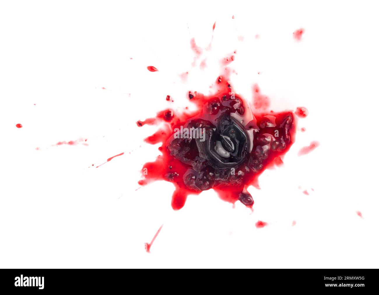 Baies de cassis cassées isolées sur fond blanc Banque D'Images