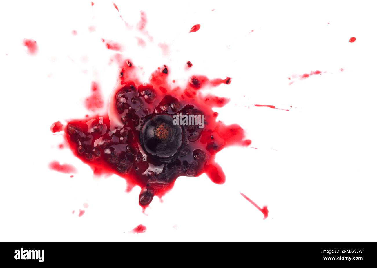 Baies de cassis cassées isolées sur fond blanc Banque D'Images