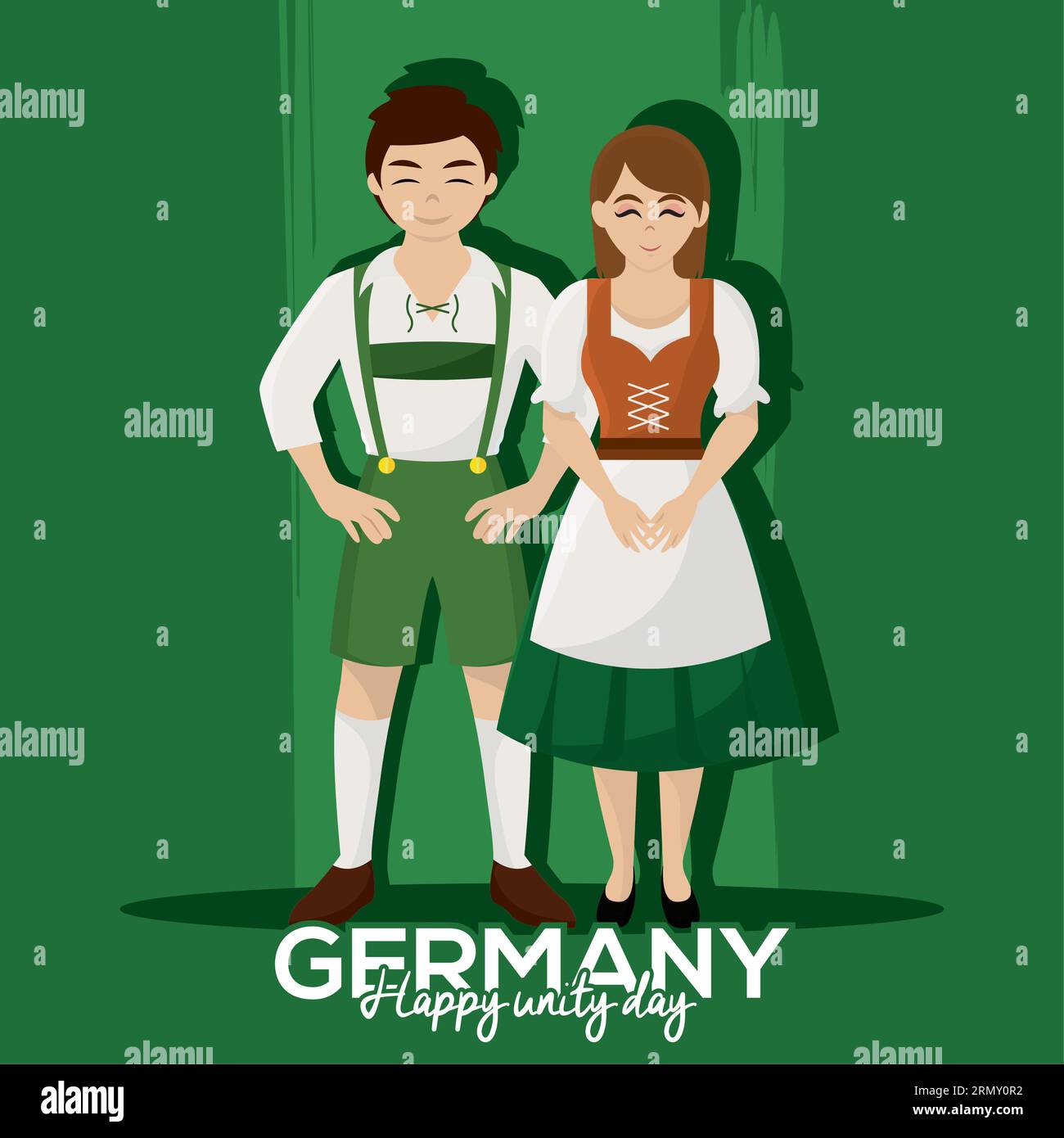 Couple mignon avec des vêtements allemands traditionnels Vector Illustration de Vecteur