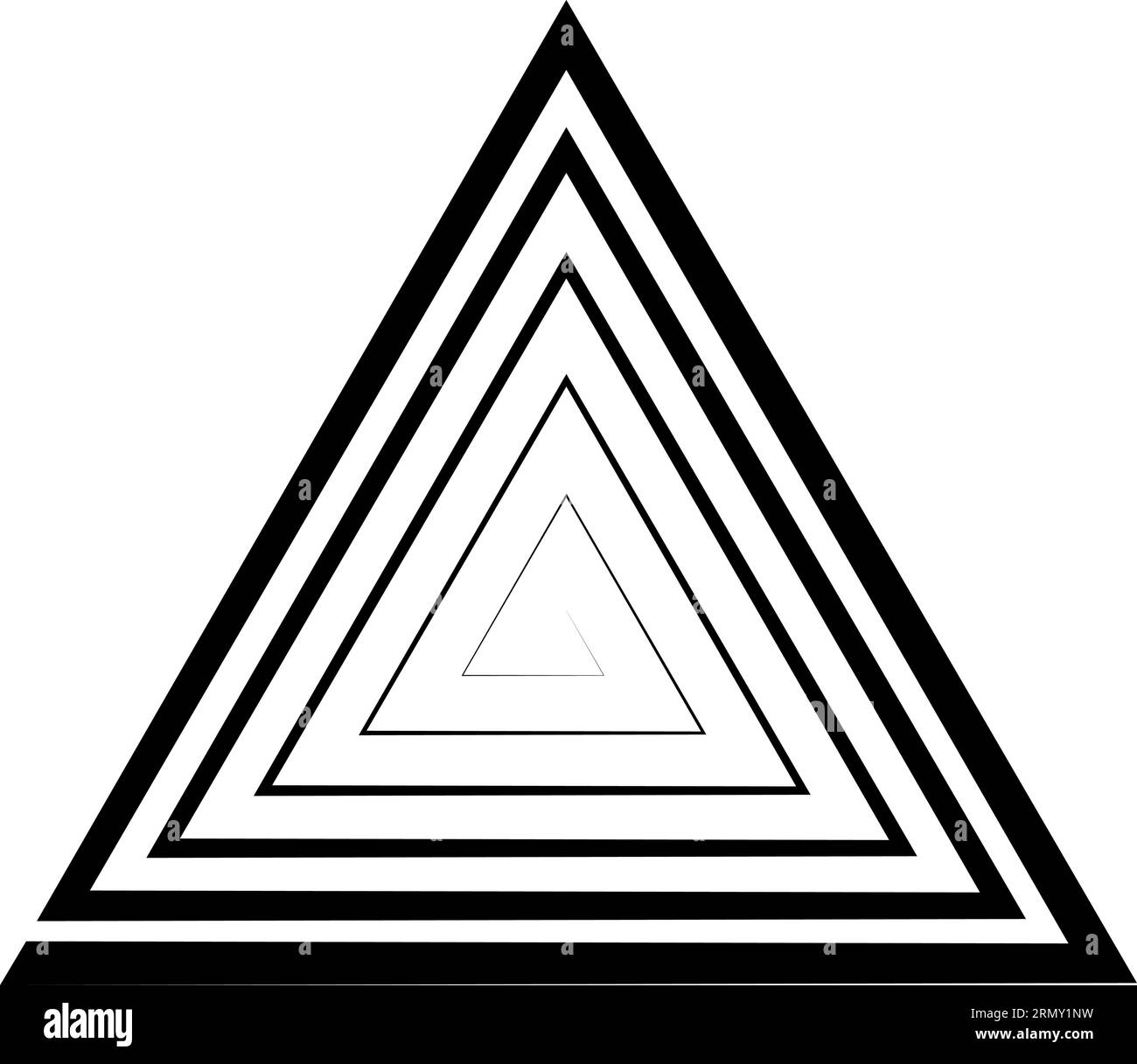 Spirale triangulaire, labyrinthe optique illusion modèle de profondeur, tatouage logo Illustration de Vecteur