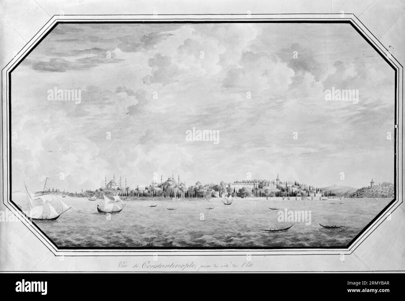 Konstantinopel sett från Öster 1825 de Carl Gustaf Löwenhielm Banque D'Images